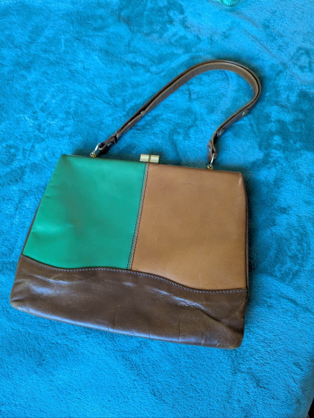 Classic Colorblock Shoulder Bag in Green and Brown